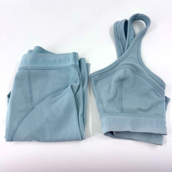Fabletics Women's Light Green / blue Sports Bra Set - Picture 2 of 9